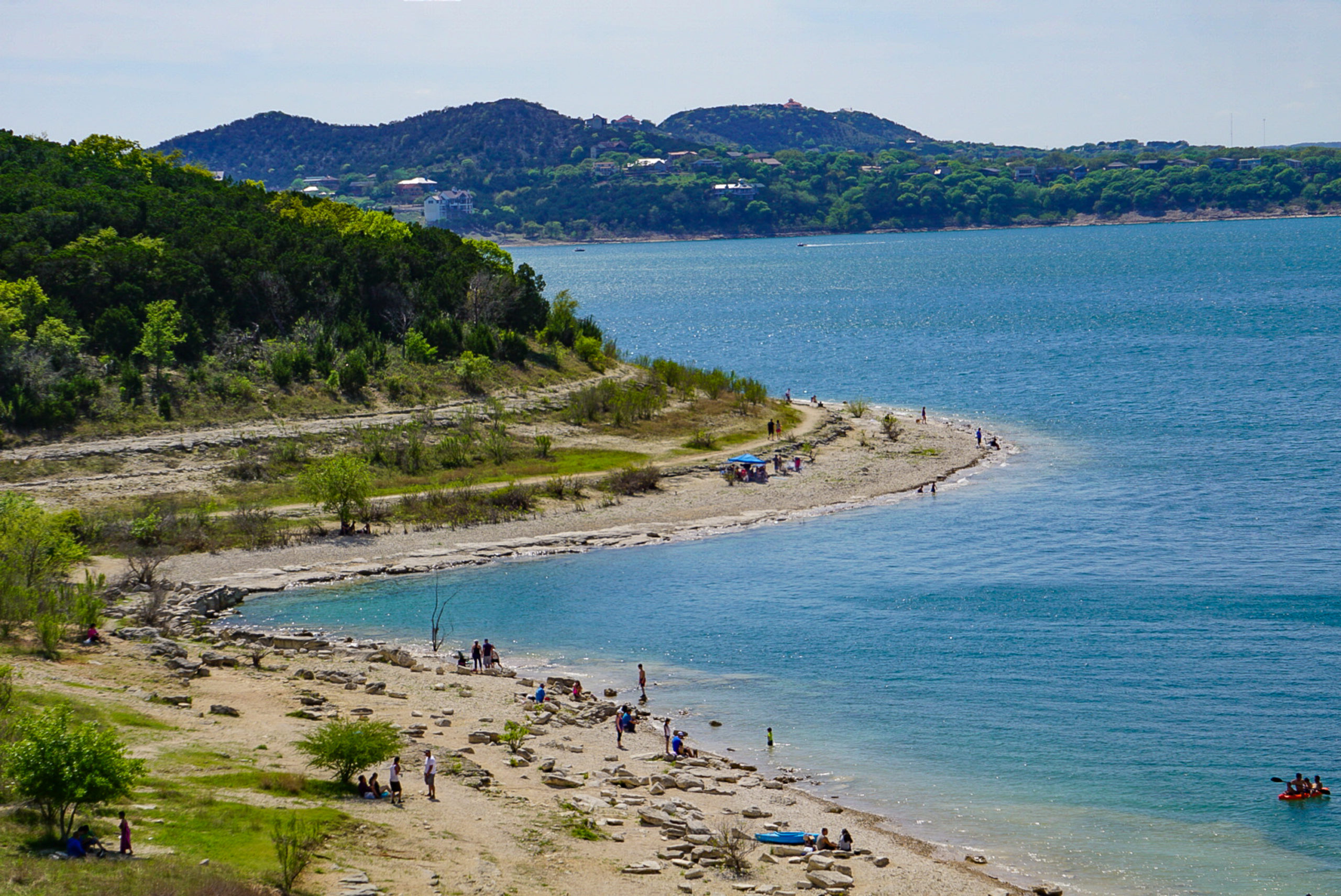 The shore of Canyon Lake, Texas