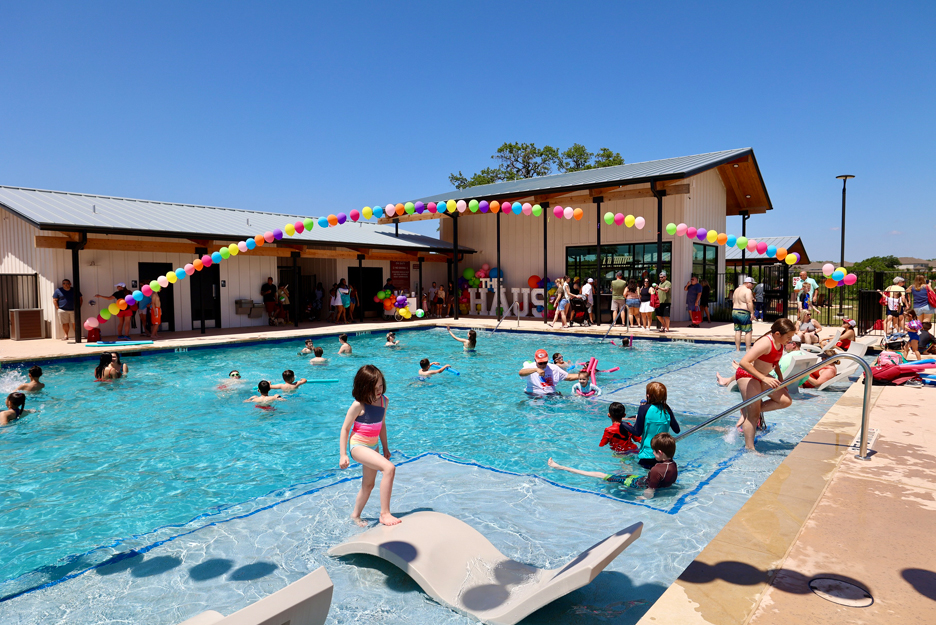 Pool party at grand opening event for The Haus