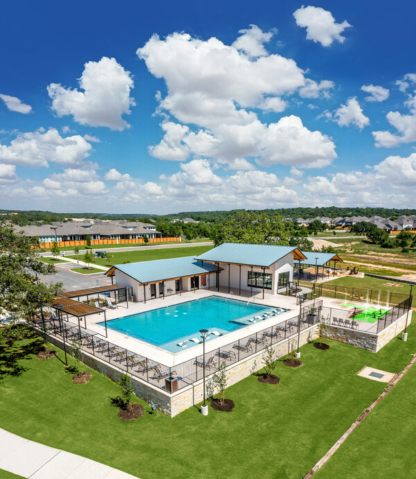 Aerial view of the Haus amenity center at Meyer Ranch