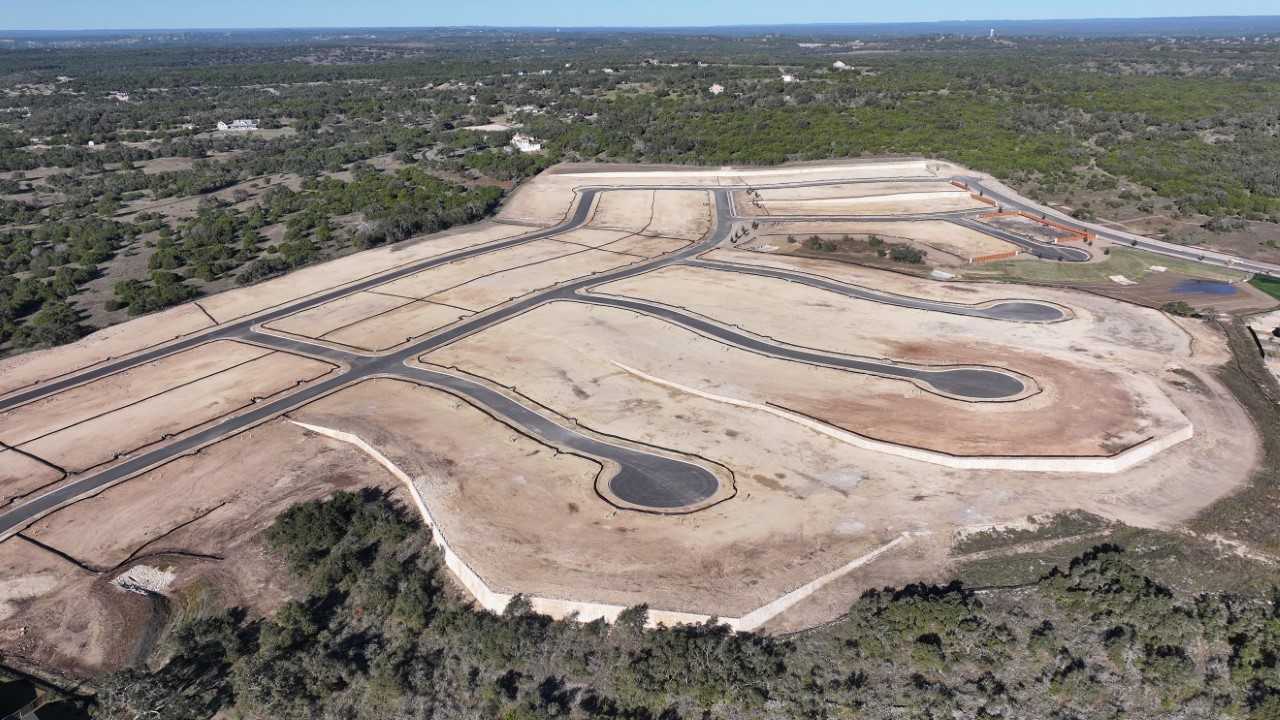 Aerial view of development in progress on Meyer Ranch's newest community phase