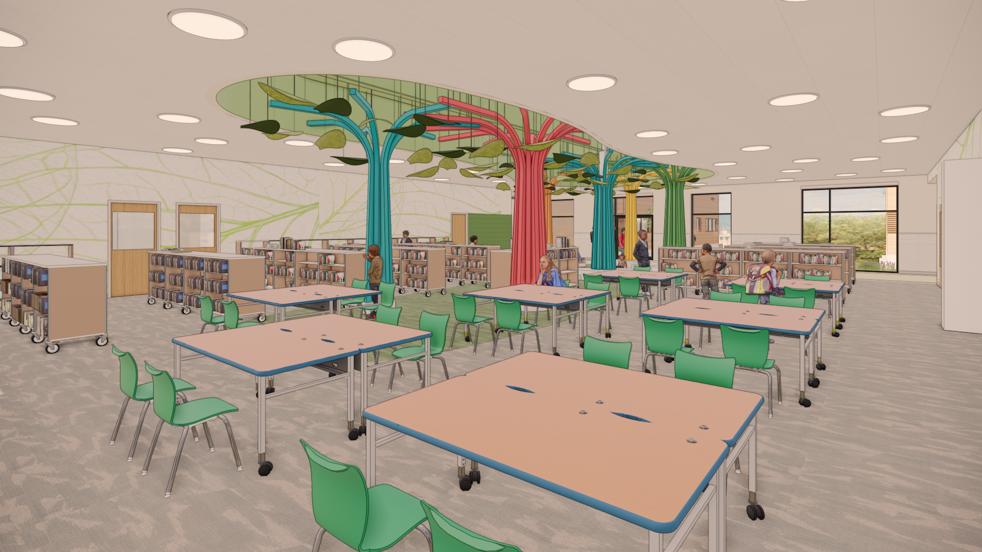Rendering for library in new Meyer Ranch elementary school 