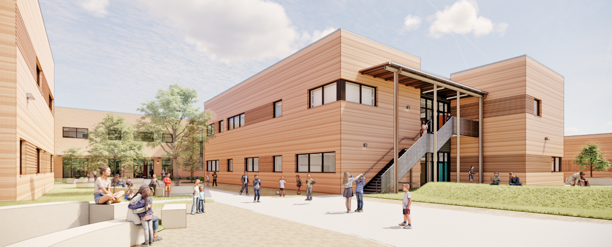 Rendering of the upcoming on-site elementary school in Meyer Ranch.