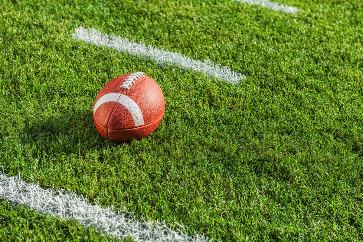 Image of a football in a football field